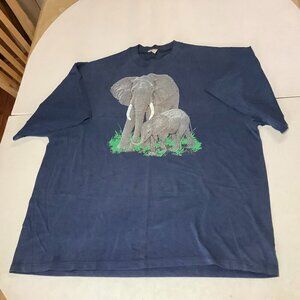 Vintage 1990 Soffe Shirts Elephant Blue T-shirt Single Stitch Size XXXL USA